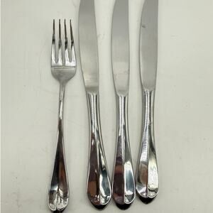 Mikasa Chloe Serving Spoon Meat Fork 2 Piece 18/0 Stainless Steel Flatware Set